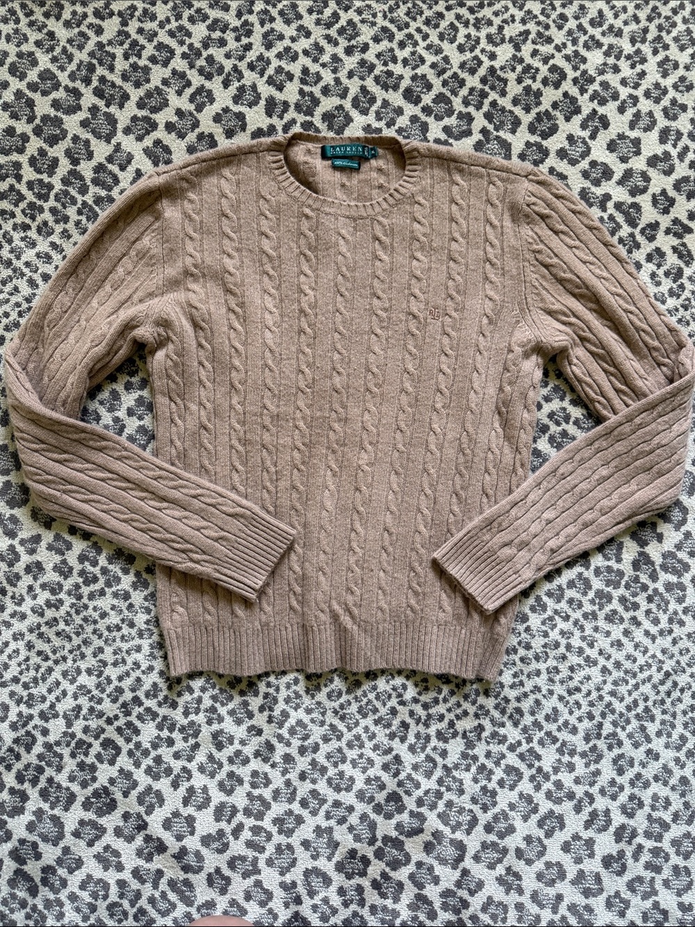 Ralph Lauren Cable-Knit Crewneck Sweater - Taupe Brown - Picture 4 of 9